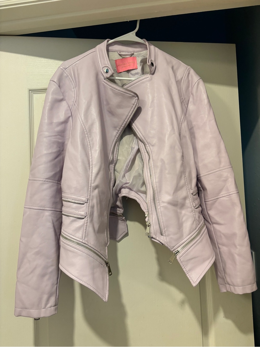 Azalea Wang Women’s Lilac Leather Moto Jacket